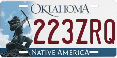 OK license plate 223ZRQ