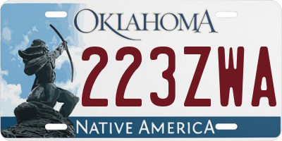 OK license plate 223ZWA
