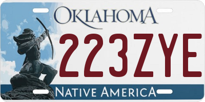 OK license plate 223ZYE