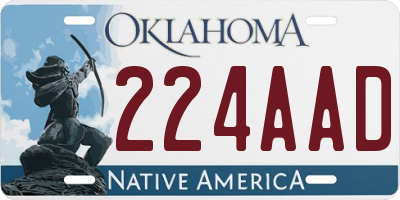 OK license plate 224AAD