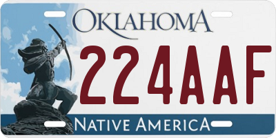 OK license plate 224AAF