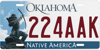 OK license plate 224AAK