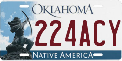 OK license plate 224ACY