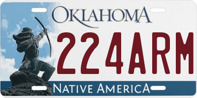 OK license plate 224ARM