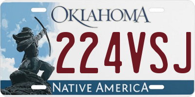 OK license plate 224VSJ