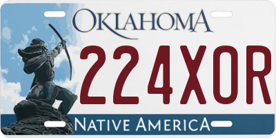 OK license plate 224XOR