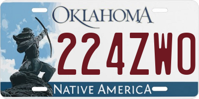 OK license plate 224ZWO