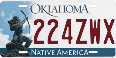 OK license plate 224ZWX