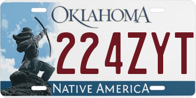 OK license plate 224ZYT