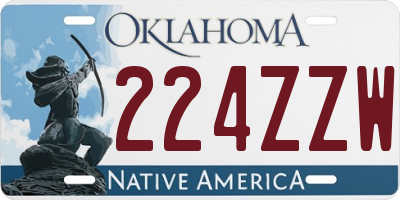 OK license plate 224ZZW