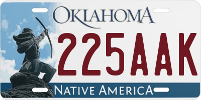 OK license plate 225AAK