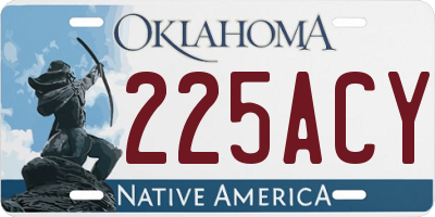 OK license plate 225ACY
