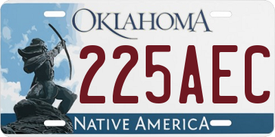 OK license plate 225AEC