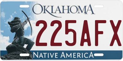 OK license plate 225AFX