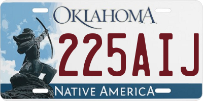 OK license plate 225AIJ