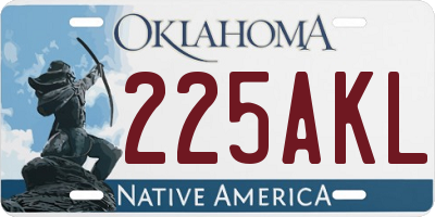 OK license plate 225AKL