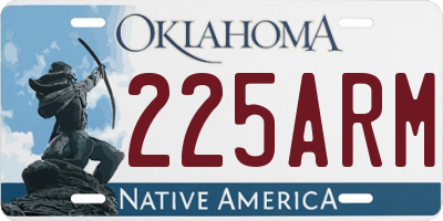 OK license plate 225ARM