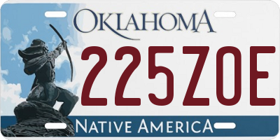 OK license plate 225ZOE