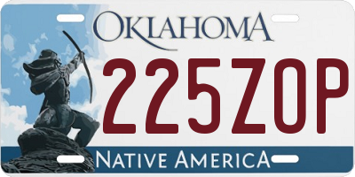 OK license plate 225ZOP