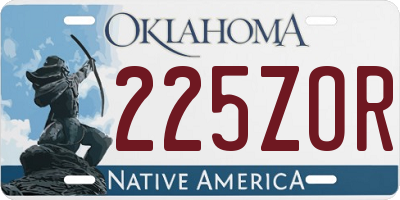 OK license plate 225ZOR