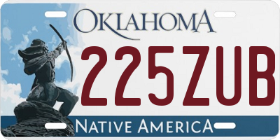 OK license plate 225ZUB