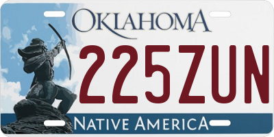 OK license plate 225ZUN