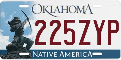 OK license plate 225ZYP