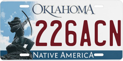 OK license plate 226ACN