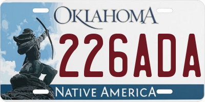 OK license plate 226ADA