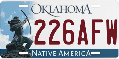 OK license plate 226AFW