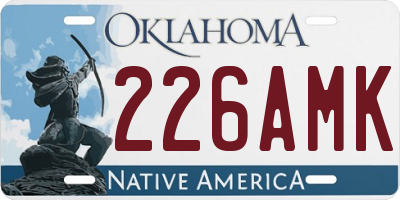 OK license plate 226AMK