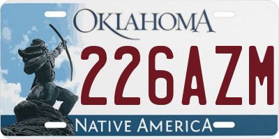 OK license plate 226AZM