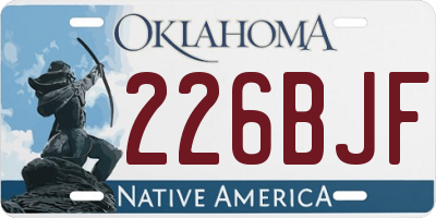 OK license plate 226BJF
