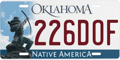 OK license plate 226DOF