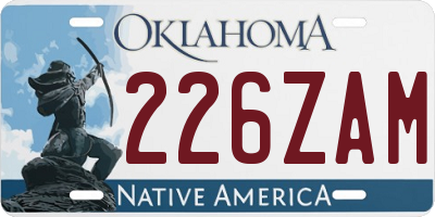OK license plate 226ZAM