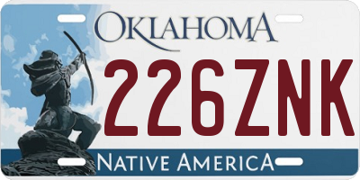 OK license plate 226ZNK