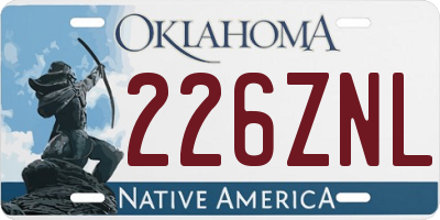 OK license plate 226ZNL