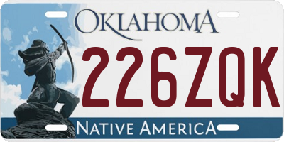 OK license plate 226ZQK