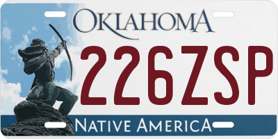 OK license plate 226ZSP