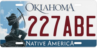 OK license plate 227ABE