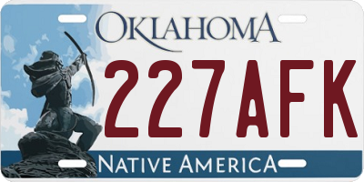 OK license plate 227AFK