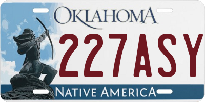 OK license plate 227ASY
