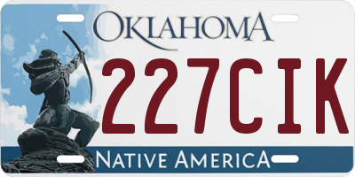 OK license plate 227CIK