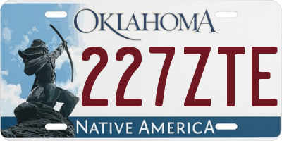 OK license plate 227ZTE