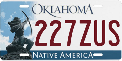 OK license plate 227ZUS