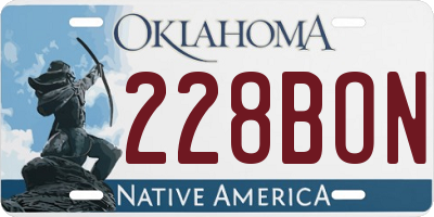 OK license plate 228BON