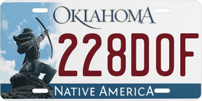 OK license plate 228DOF