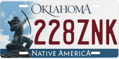 OK license plate 228ZNK