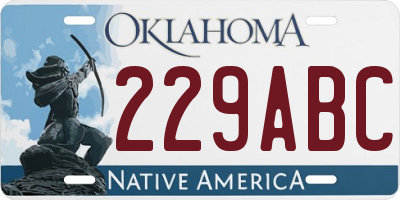 OK license plate 229ABC