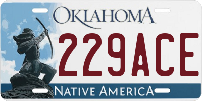 OK license plate 229ACE